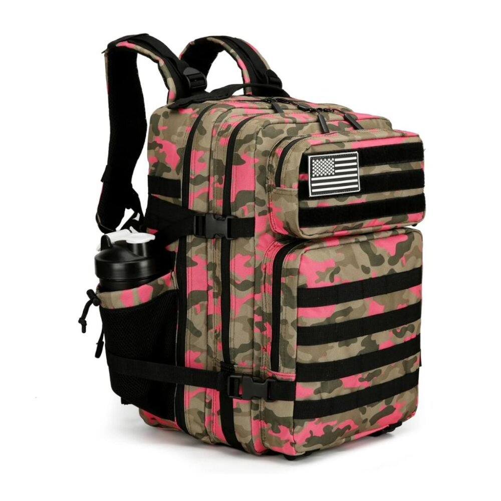 45L Tactical Backpack with Bottle Holder Waterproof Multi Compartment for Hiking
